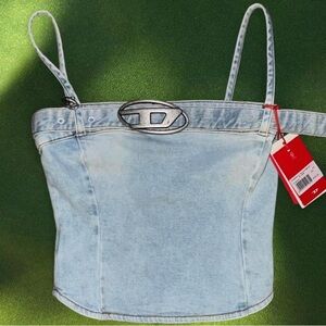 Diesel Light Blue Denim Crop Top